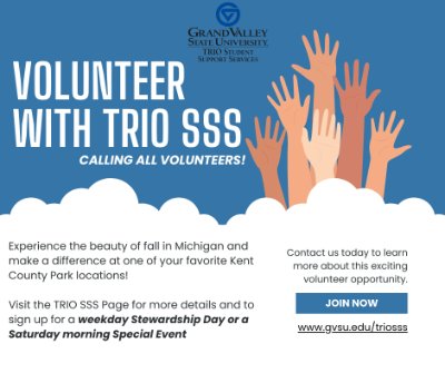 TRIO SSS: Kent County Parks Fall Volunteer Events